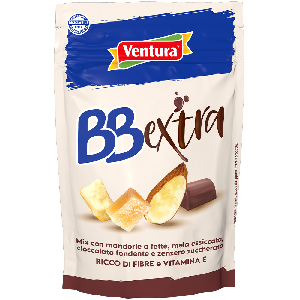 Mix BBExtra con Mandorle, Mela, Cioccolato Fondente e Zenzero Mix BBExtra con Mandorle, Mela, Cioccolato Fondente e Zenzero
