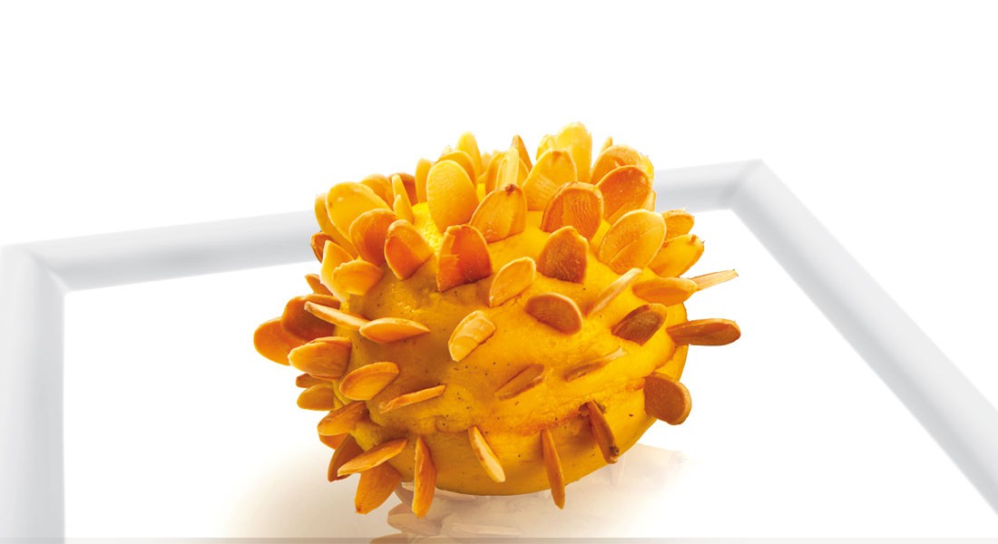 Sfera di patate riccio con lamelle di Mandorle Ventura