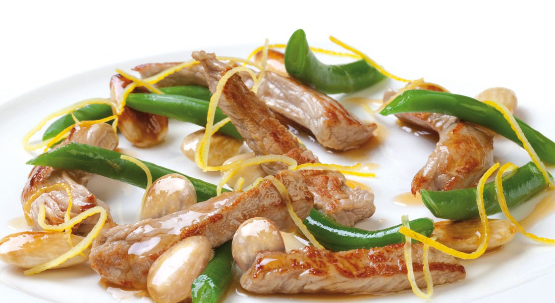 Vitello all’uccelletto con fagiolini e Mandorle Ventura
